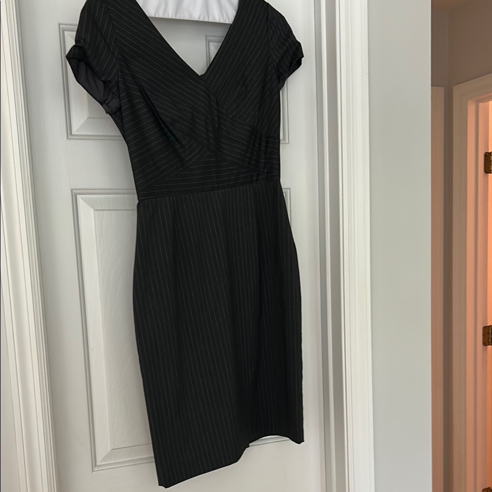 Elegant charcoal gray Pinstripe Dress